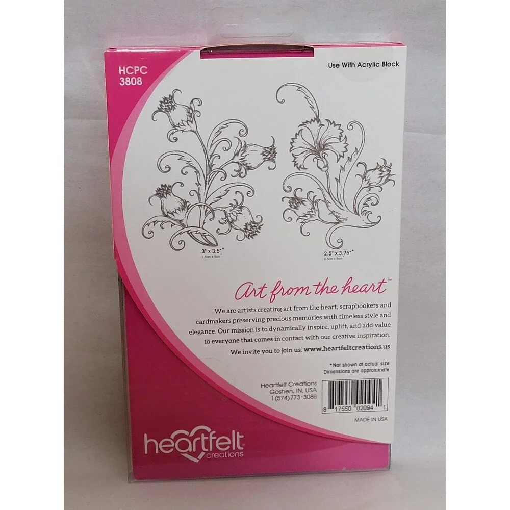 Heartfelt Creations Fanciful Carnation Cling Stamps HCPC-3808